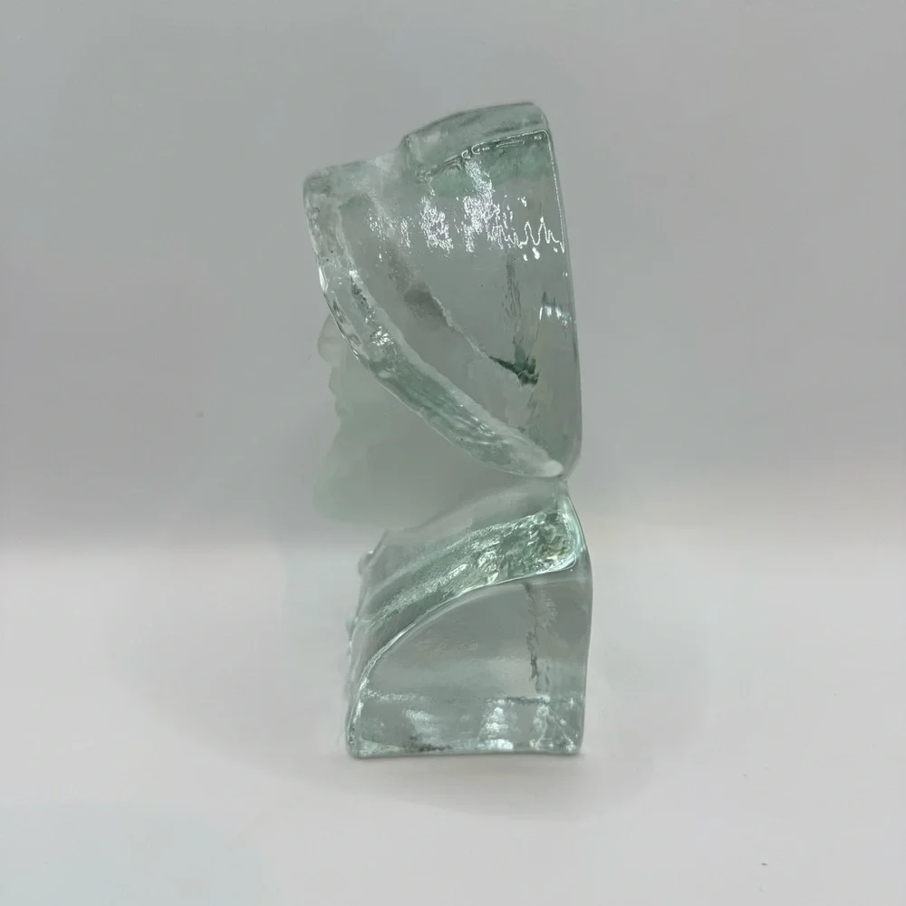 Viking Frosted Glass Nautical Captain Fisherman Sculpture Paperweight Bookend 6”